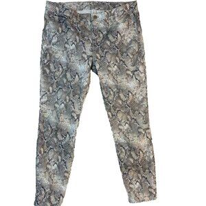 White House Black Market Womens Jeans Gray Size 12 Skinny Ankle Snake Print